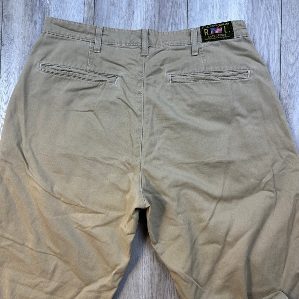 Polo Jeans Co Flat Front Chino Pants Mens 33x32 Beige USRL Military Vintage Men